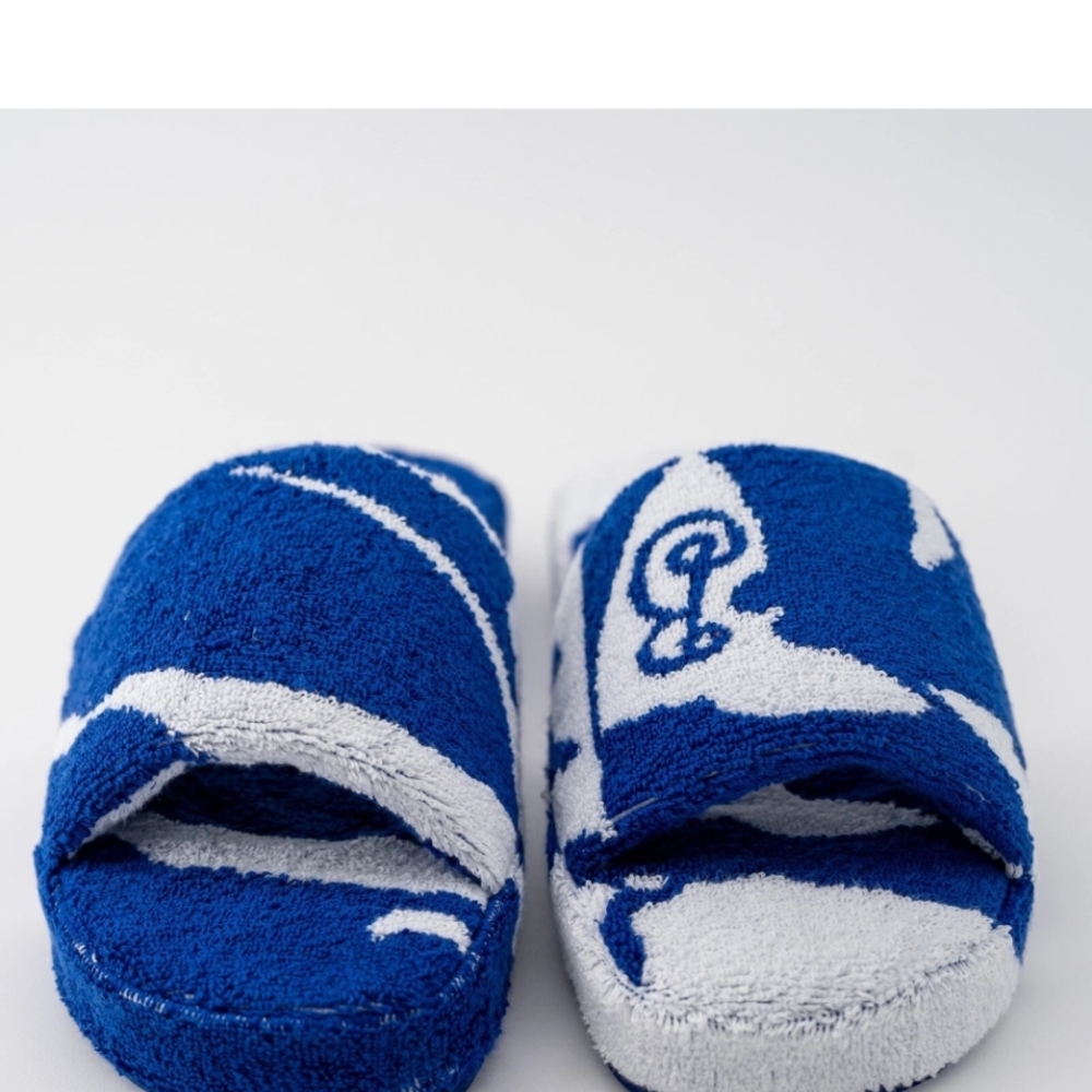 Blue and White Slide Slippers